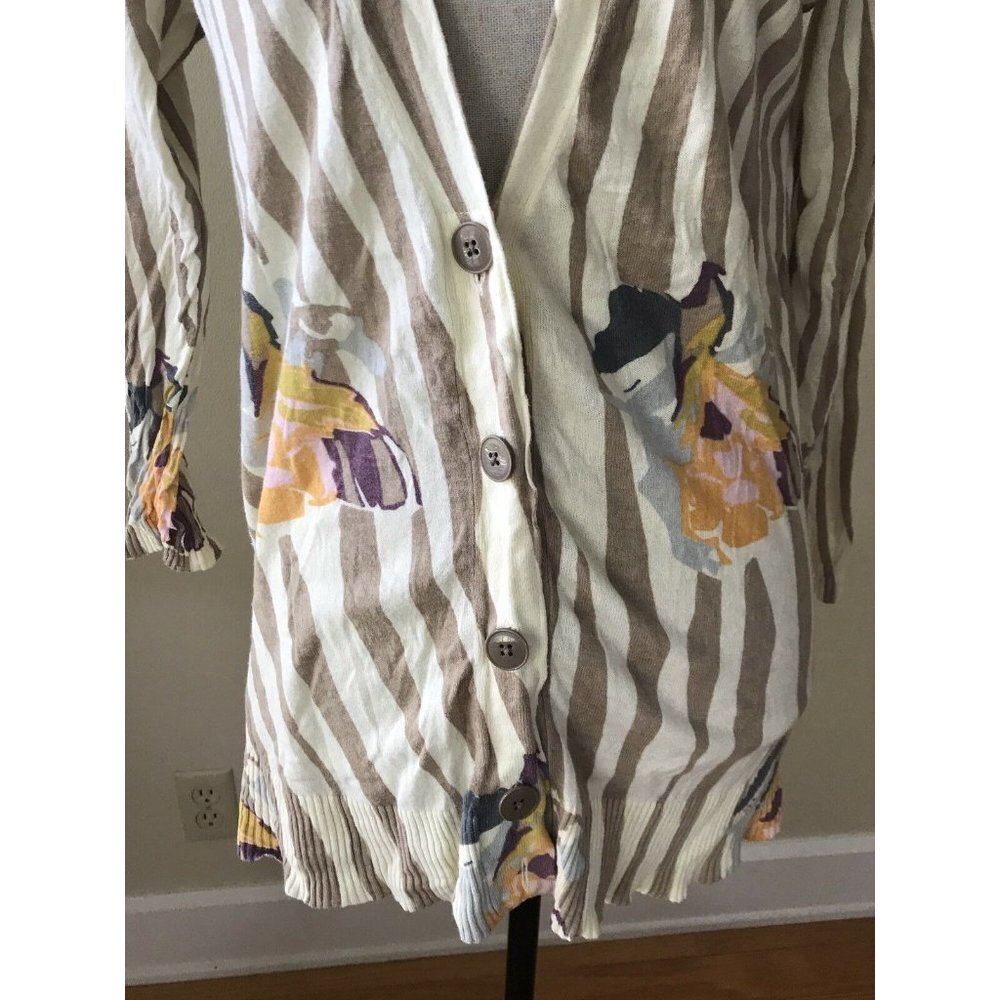 Anthropologie Sparrow Floral Rendering Striped - Picture 4 of 9